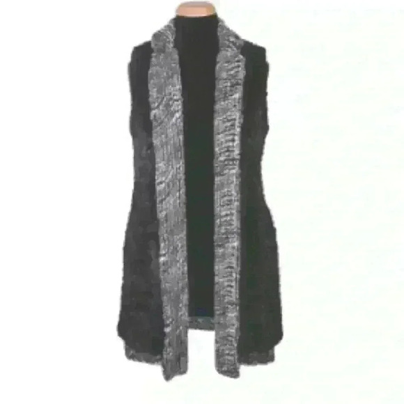 Pandemonium Seattle “Mandarin” Reversible Faux Fur Long Vest Size Medium NWOT! - Picture 3 of 11